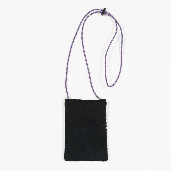 NWT S.K. Manor Hill Satchel Necklace in Black Coated Linen Cotton w/ zip pouch - Picture 1 of 4